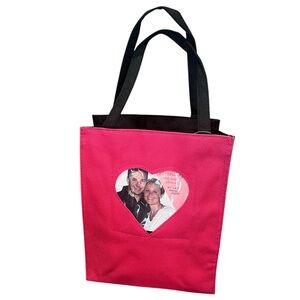NWT Gregg Gift Co. Shopper Tote Pink Black Photo Heart Book Craft Knitting Bag